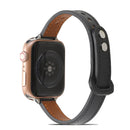Double Rivets Leather Watch Band for Apple Watch Series 7 41mm / 6&SE&5&4 40mm / 3&2&1 38mm(Black)