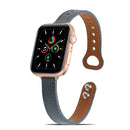 Double Rivets Leather Watch Band for Apple Watch Series 7 41mm / 6&SE&5&4 40mm / 3&2&1 38mm(Blue)