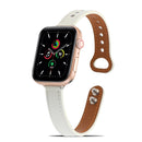 Double Rivets Leather Watch Band for Apple Watch Series 7 41mm / 6&SE&5&4 40mm / 3&2&1 38mm(White)