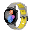 For Huawei Watch GT 3 42mm 20mm Two-color Stripe Silicone Watch Band(Grey Yellow)