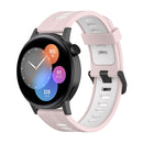 For Huawei Watch GT 3 42mm 20mm Two-color Stripe Silicone Watch Band(Sand Pink White)