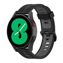 For Samsung Galaxy Watch4/Active2 20mm Two-color Stripe Silicone Watch Band(Black Dark Grey)