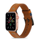 Sewing Matte Leather Watch Band for Apple Watch Series 7 41mm / 6&SE&5&4 40mm / 3&2&1 38mm(Brown)