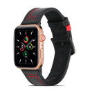 Sewing Matte Leather Watch Band for Apple Watch Series 7 41mm / 6&SE&5&4 40mm / 3&2&1 38mm(Black)