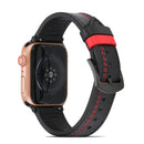 Sewing Matte Leather Watch Band for Apple Watch Series 7 41mm / 6&SE&5&4 40mm / 3&2&1 38mm(Black)