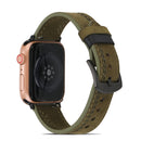 Sewing Matte Leather Watch Band for Apple Watch Series 7 41mm / 6&SE&5&4 40mm / 3&2&1 38mm(Army Green)