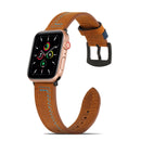 Sewing Matte Leather Watch Band for Apple Watch Series 7 45mm / 6&SE&5&4 44mm / 3&2&1 42mm(Brown)
