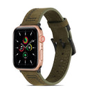 Sewing Matte Leather Watch Band for Apple Watch Series 7 45mm / 6&SE&5&4 44mm / 3&2&1 42mm(Army Green)