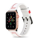 Sewing Matte Leather Watch Band for Apple Watch Series 7 45mm / 6&SE&5&4 44mm / 3&2&1 42mm(White)