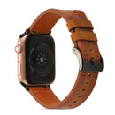 Sewing Matte Leather Watch Band for Apple Watch Series 7 41mm / 6&SE&5&4 40mm / 3&2&1 38mm(Brown)