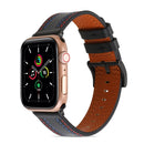 Sewing Matte Leather Watch Band for Apple Watch Series 7 41mm / 6&SE&5&4 40mm / 3&2&1 38mm(Black)