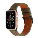 Sewing Matte Leather Watch Band for Apple Watch Series 7 41mm / 6&SE&5&4 40mm / 3&2&1 38mm(Army Green)