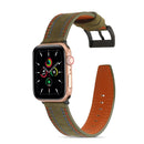 Sewing Matte Leather Watch Band for Apple Watch Series 7 41mm / 6&SE&5&4 40mm / 3&2&1 38mm(Army Green)