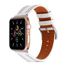 Sewing Matte Leather Watch Band for Apple Watch Series 7 41mm / 6&SE&5&4 40mm / 3&2&1 38mm(White)