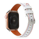 Sewing Matte Leather Watch Band for Apple Watch Series 7 41mm / 6&SE&5&4 40mm / 3&2&1 38mm(White)