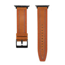 Sewing Matte Leather Watch Band for Apple Watch Series 7 41mm / 6&SE&5&4 40mm / 3&2&1 38mm(Army Green)