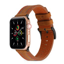Sewing Matte Leather Watch Band for Apple Watch Series 7 45mm / 6&SE&5&4 44mm / 3&2&1 42mm(Brown)