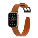 Sewing Matte Leather Watch Band for Apple Watch Series 7 45mm / 6&SE&5&4 44mm / 3&2&1 42mm(Brown)
