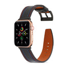 Sewing Matte Leather Watch Band for Apple Watch Series 7 45mm / 6&SE&5&4 44mm / 3&2&1 42mm(Black)