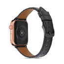 Crocodile Texture Leather Watch Band for Apple Watch Series 7 41mm / 6&SE&5&4 40mm / 3&2&1 38mm(Black)