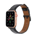 Crocodile Texture Leather Watch Band for Apple Watch Series 7 45mm / 6&SE&5&4 44mm / 3&2&1 42mm(Black)