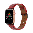 Crocodile Texture Leather Watch Band for Apple Watch Series 7 45mm / 6&SE&5&4 44mm / 3&2&1 42mm(Red)