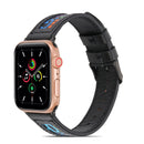 Genuine Leather + GD Knitting Watch Band for Apple Watch Series 7 41mm / 6&SE&5&4 40mm / 3&2&1 38mm(Black)