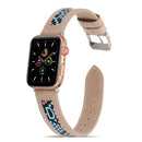 Genuine Leather + GD Knitting Watch Band for Apple Watch Series 7 41mm / 6&SE&5&4 40mm / 3&2&1 38mm(Beige)