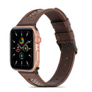 Genuine Leather + GD Knitting Watch Band for Apple Watch Series 7 41mm / 6&SE&5&4 40mm / 3&2&1 38mm(Dark Brown)