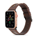 Genuine Leather + GD Knitting Watch Band for Apple Watch Series 7 45mm / 6&SE&5&4 44mm / 3&2&1 42mm(Dark Brown)