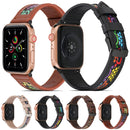 Genuine Leather + GD Knitting Watch Band for Apple Watch Series 7 45mm / 6&SE&5&4 44mm / 3&2&1 42mm(Black)