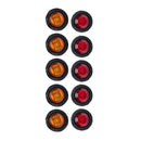 A5013 Red + Amber Light 10 in 1 Truck Trailer LED Round Side Marker Lamp