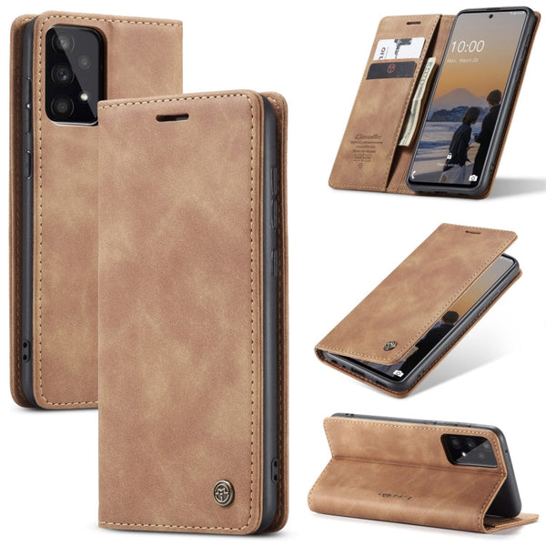 For Samsung Galaxy A33 5G CaseMe 013 Multifunctional Horizontal Flip Leather Phone Case(Brown)