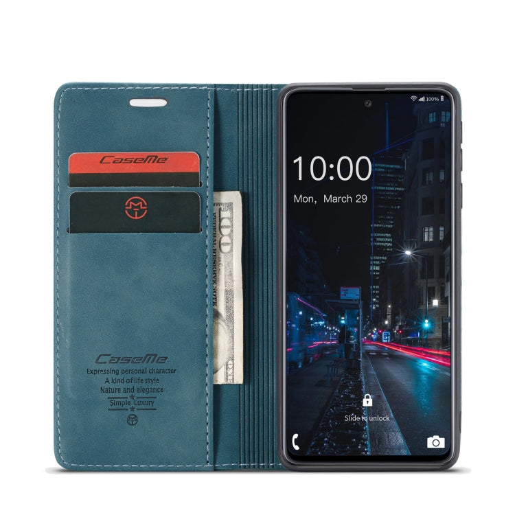 For Samsung Galaxy A33 5G CaseMe 013 Multifunctional Horizontal Flip Leather Phone Case(Blue)