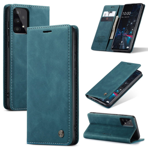 For Samsung Galaxy A33 5G CaseMe 013 Multifunctional Horizontal Flip Leather Phone Case(Blue)