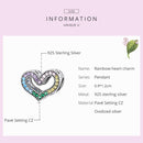 S925 Sterling Silver Rainbow Heart Beads DIY Bracelet Necklace Accessories