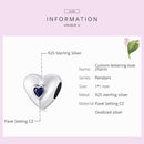 S925 Sterling Silver Blue Heart Zircon Beads DIY Bracelet Necklace Accessories