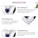 S925 Sterling Silver Blue Heart Zircon Beads DIY Bracelet Necklace Accessories