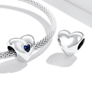 S925 Sterling Silver Blue Heart Zircon Beads DIY Bracelet Necklace Accessories