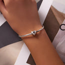S925 Sterling Silver Blue Heart Zircon Beads DIY Bracelet Necklace Accessories