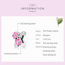 S925 Sterling Silver Pink Flower Beads DIY Bracelet Necklace Accessories