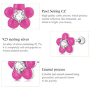 S925 Sterling Silver Fluorescence Pink Flower Women Earrings