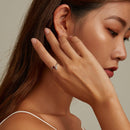 S925 Sterling Silver Retro Snake Heart Zircon Women Open Ring, Size:6