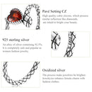 S925 Sterling Silver Retro Snake Heart Zircon Women Open Ring, Size:7