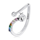 S925 Sterling Silver Color Zircon Ladybug Women Open Ring