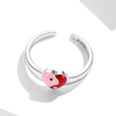 S925 Sterling Silver Gossip Graph Heart Women Open Ring