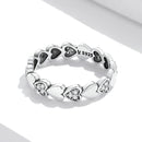 S925 Sterling Silver Simple Heart Zircon Women Ring, Size:6
