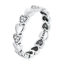 S925 Sterling Silver Simple Heart Zircon Women Ring, Size:7