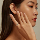 S925 Sterling Silver Simple Heart Zircon Women Ring, Size:7