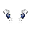 S925 Sterling Silver Blue Heart Zircon Ear Stud Women Earrings